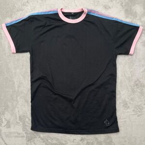 Steady Hands Striped Ringer Tee black size M indie streetwear pink lavender blue
